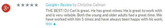 Mitzvah Google Review about DJ Carl BF Williams