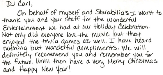 Starabilias Holiday Party Review about DJ Carl BF Williams