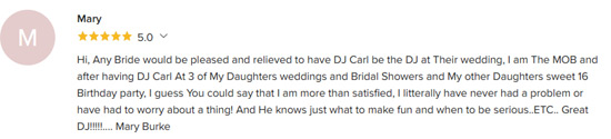 5 Star Ritz-Carlton Orlando Wedding Review about DJ Carl BF Williams