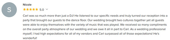 5 Star Rosen Shingle Creek Orlando Wedding Review about DJ Carl BF Williams